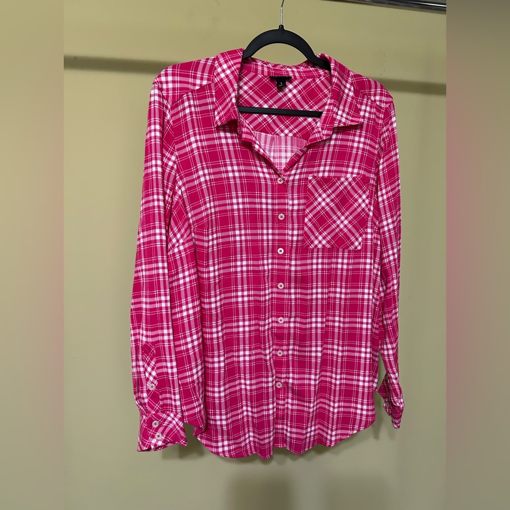 Torrid Fuchsia Plaid Button Down Shirt